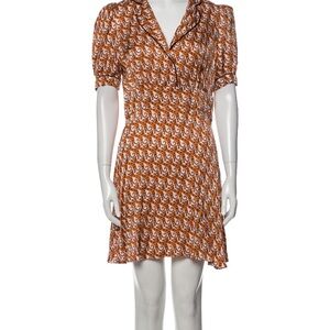 Sandro Orange and White Cat Print dress